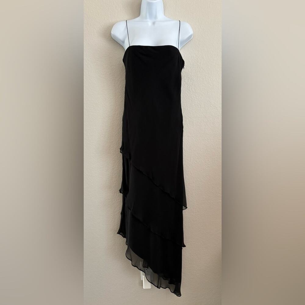 Laundry By Shelli Segal Silk Asymmetrical Beaded Tiered Hem Fairy Dress Sz 6 New